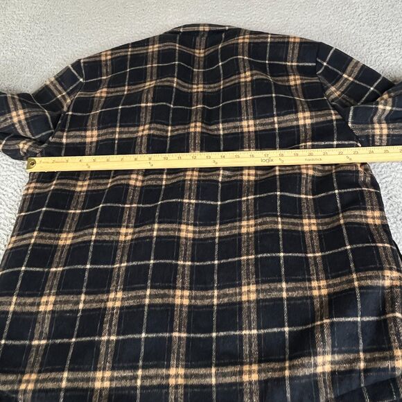 Carbon2Cobalt Jacket Mens XL Blue Tan Plaid Sherpa Lined Snap Shirt Shacket - Picture 8 of 9